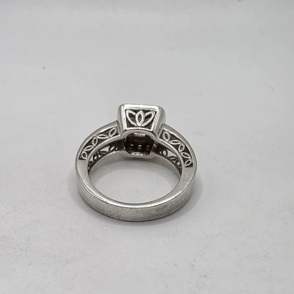 Sterling Silver 925 Pink Tourmaline & White Cubic Zirconia Ring Size 6